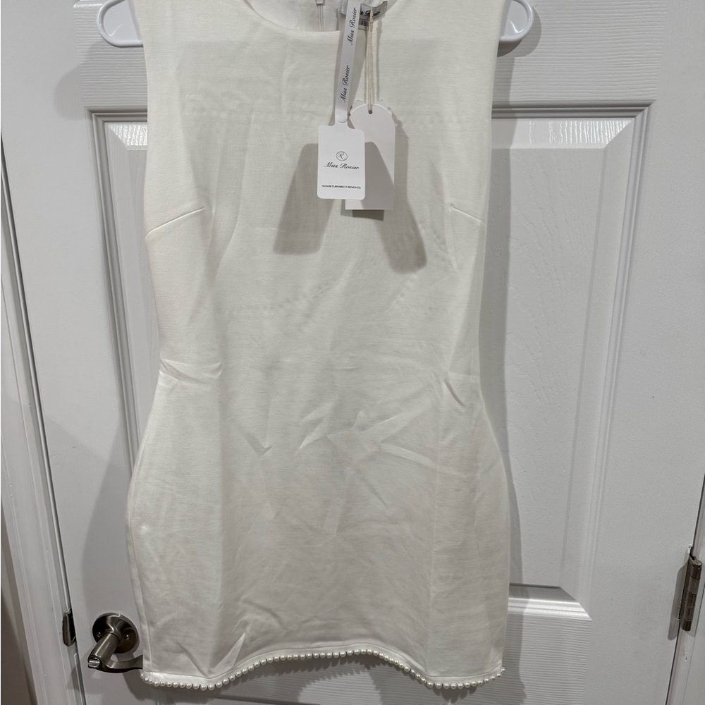 White Cape-Trim Mini Dress with Dramatic Cape - Picture 3 of 6